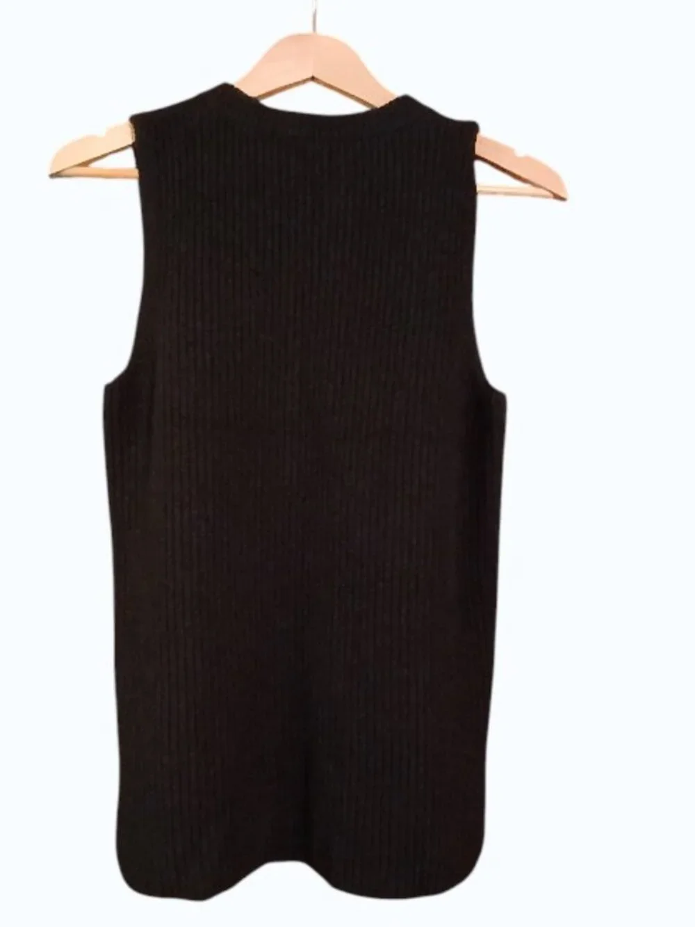 J. CREW Black Crew Neck Sleeveless Ribbed Wool Sweater Vest